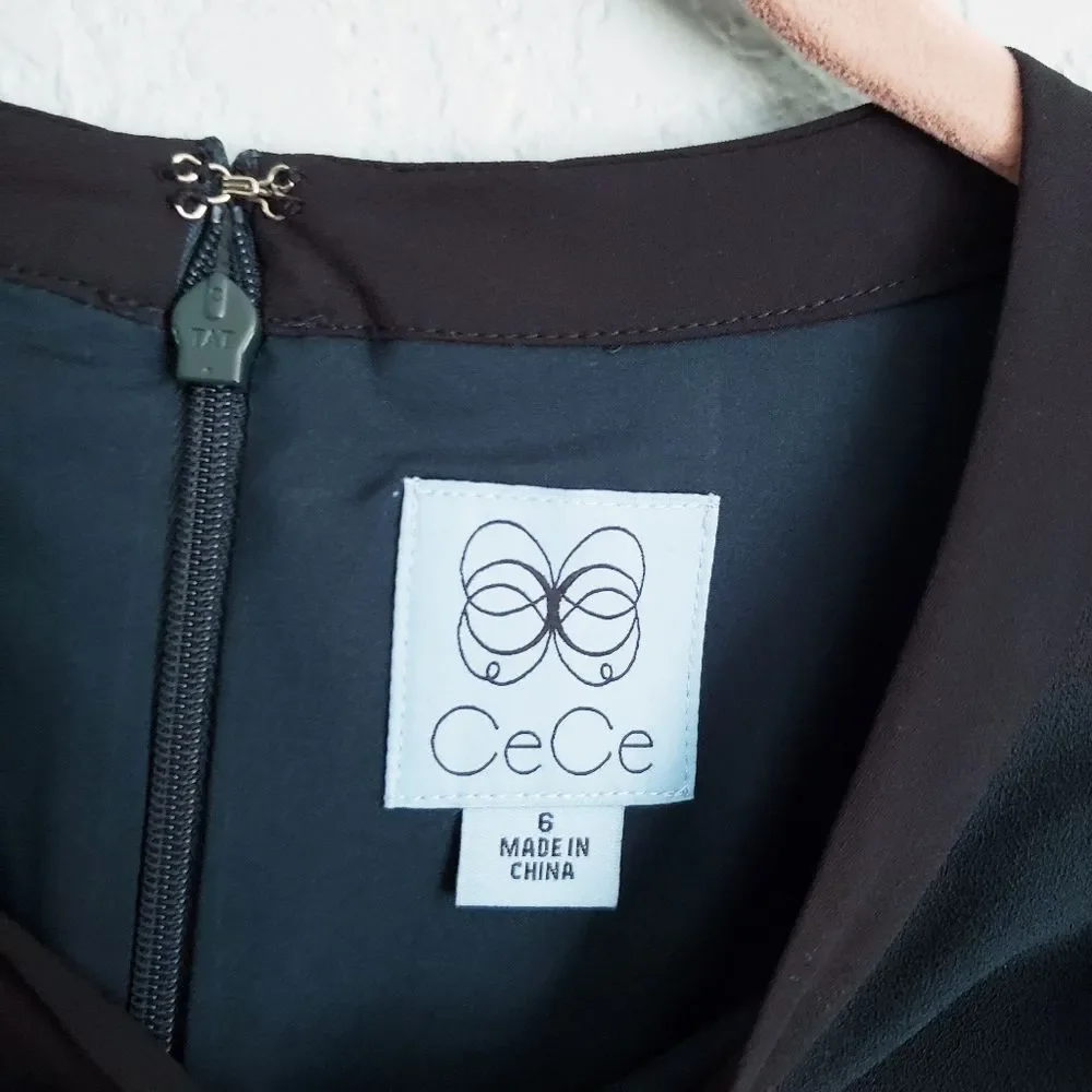 Cece Puff Sleeve Tie Neck Dress in spruce green - Picture 6 of 8